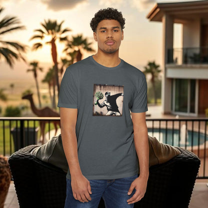 Wing Man Banksy Inspired Streetwear T-Shirt - Unisex Graphic Tee, Casual Wear, Unique Gift, Everyday Style, Urban Vibe, Festival Outfit