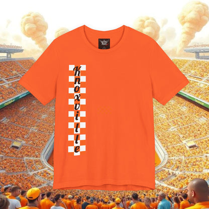 Knoxville Tennessee Orange Tee — Vertical Checker Football Shirt, Perfect for Tailgates, Football Games, or Relaxing.