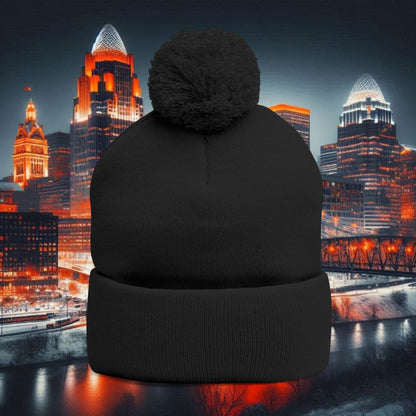 Bengal Tiger Pom-Pom Knit Cap - Cozy Winter Hat, Embroidered Beanie for Sports Fans, Gift for Holidays, Fashion Accessory, Cold Weather Gear