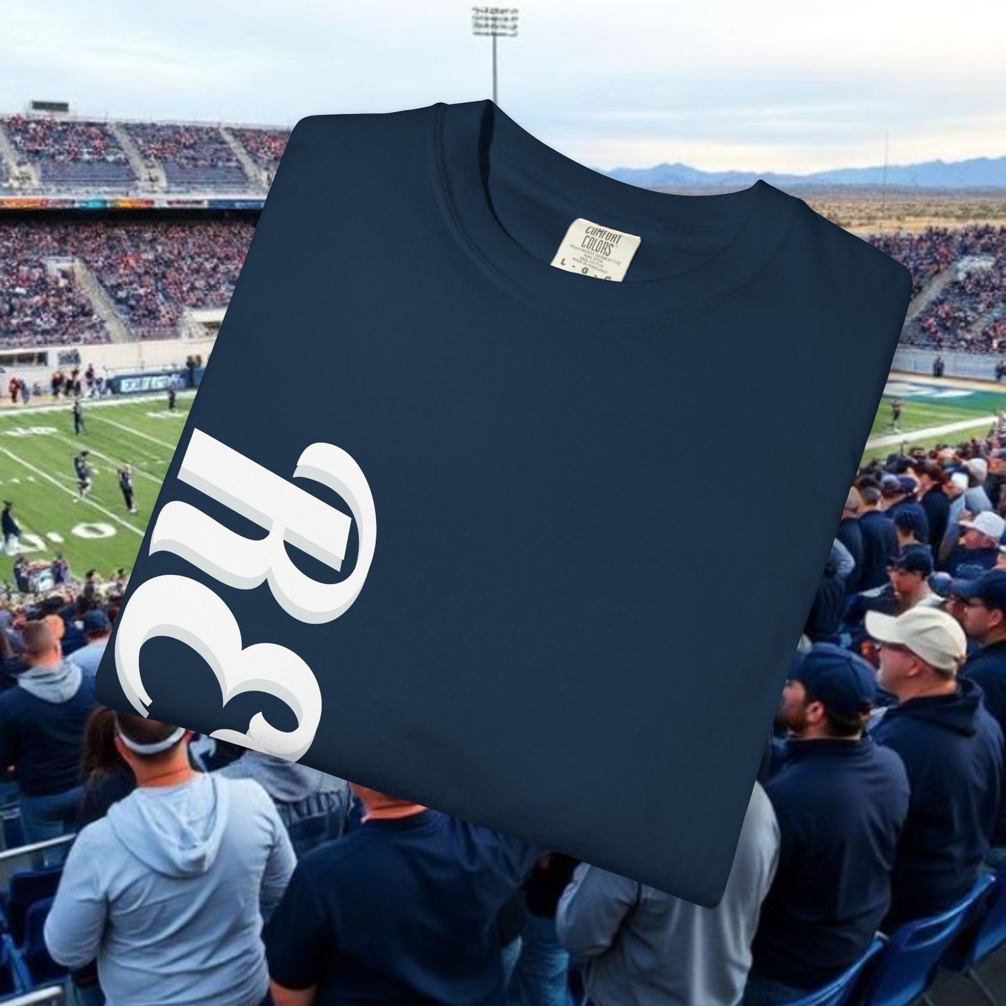 Reno Tee, Vertical Reno Logo and Subtle Wolf Graphic, Soft Style Shirt, Perfect style for Gameday