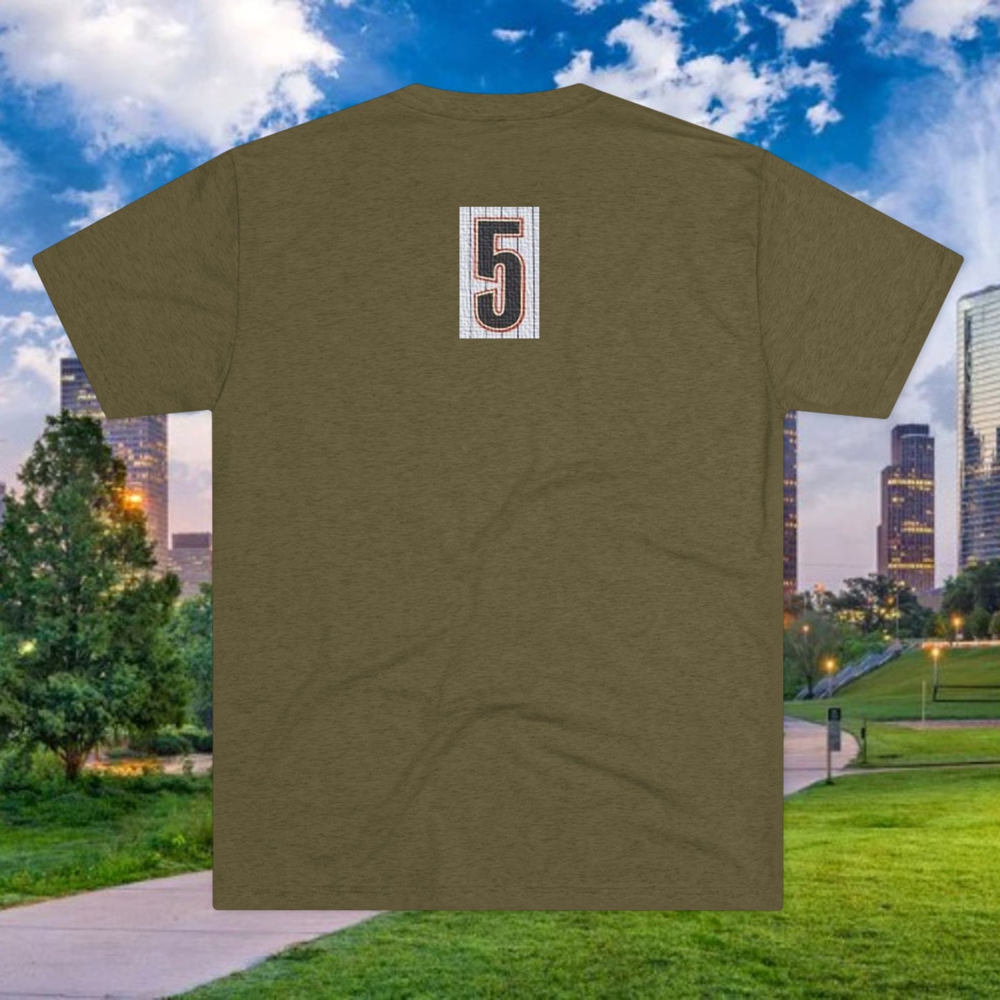 Baseball Batter Tee — Silhouette Front with Number 5 Back