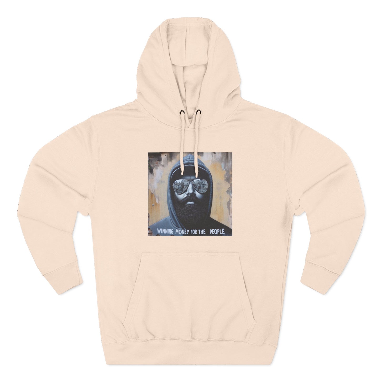 Wing Man "Winning Money for the People" Fleece Hoodie - Urban Style, Cozy Wear, Graphic Sweatshirt, Gift for Him, Artistic Fashion