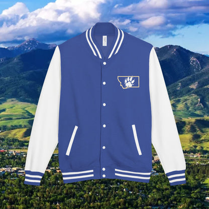 Letterman Jacket – Varsity Blue Fist Patch with FLC Back