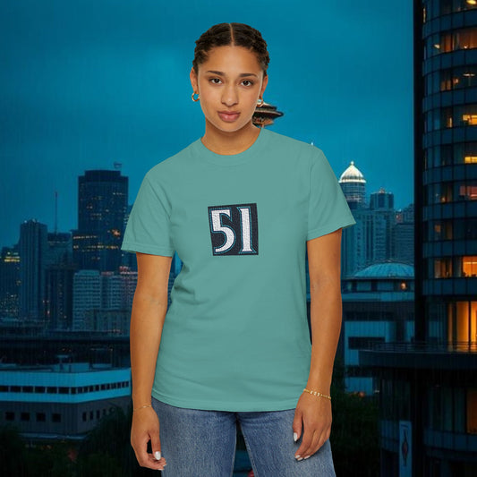 Legends #51 Retro Unisex Garment-Dyed T-shirt with Minimalist 51 Design, Casual Wear, Seattle Fans, Birthday, Everyday Comfort