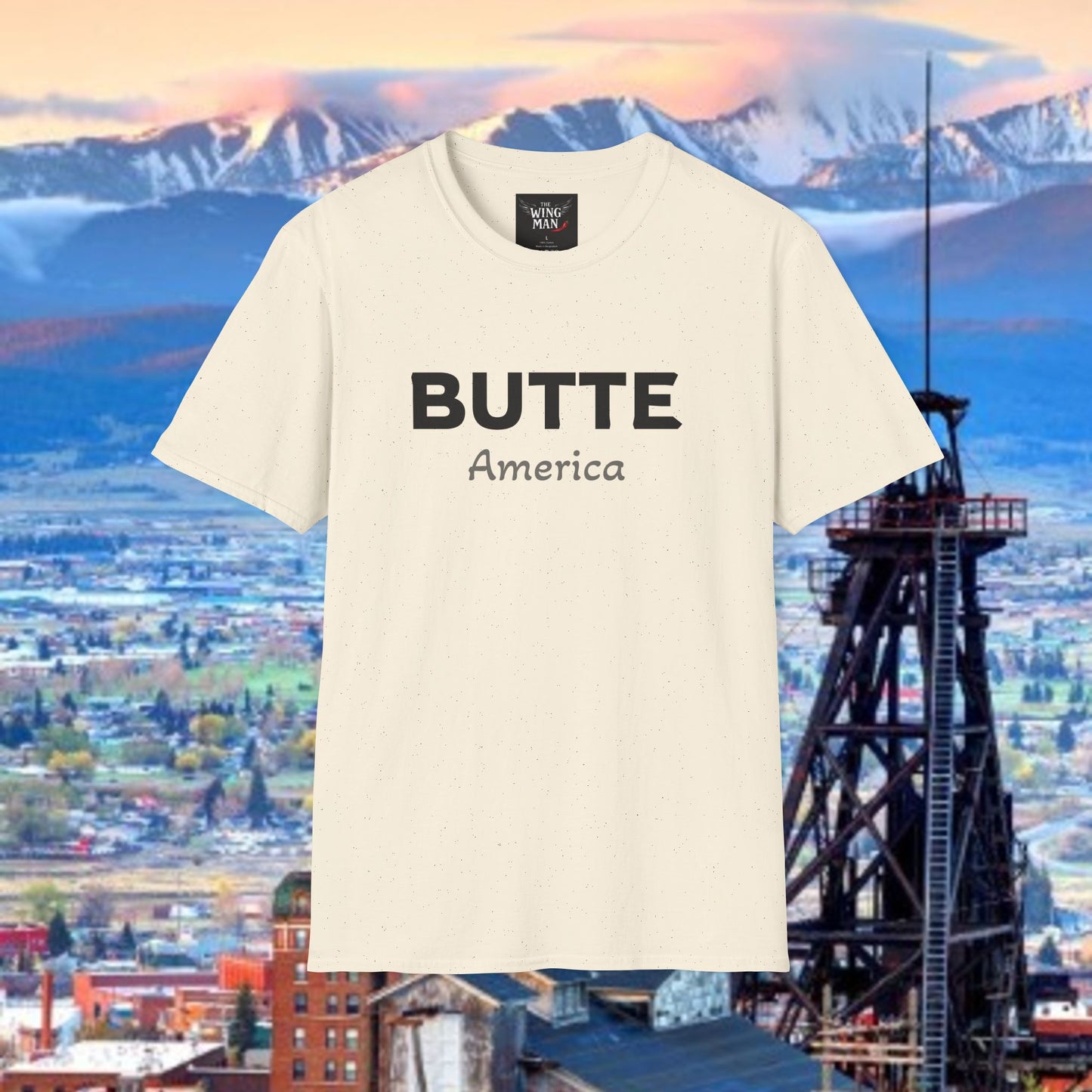 Butte, America Unisex Softstyle T-Shirt - Cozy Apparel for Locals, Travel Souvenir, Gift Idea, Casual Wear, Adventure Tee