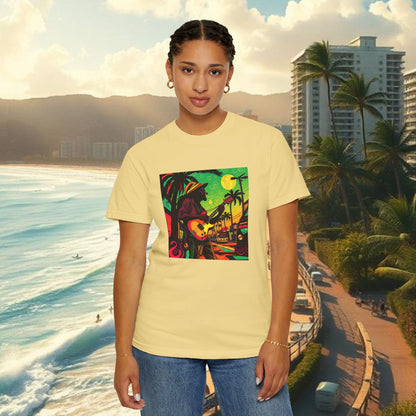 Vibrant Beach Vibes Unisex T-Shirt - Music & Paradise Design