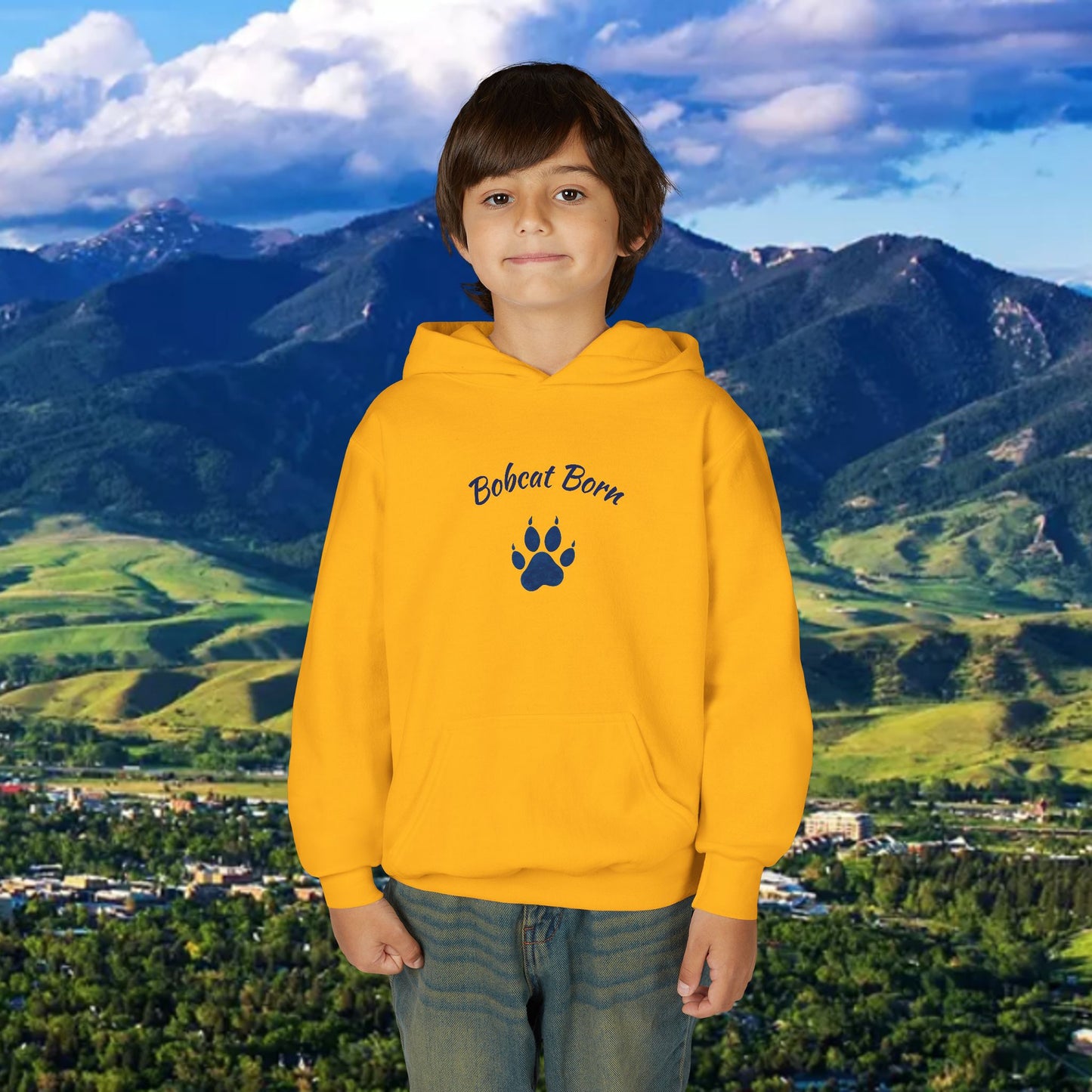 Bobcat Born Youth Hoodie, Cozy Sweatshirt for Kids, Great for School, Outdoor Adventures, Gifts, Sports Events