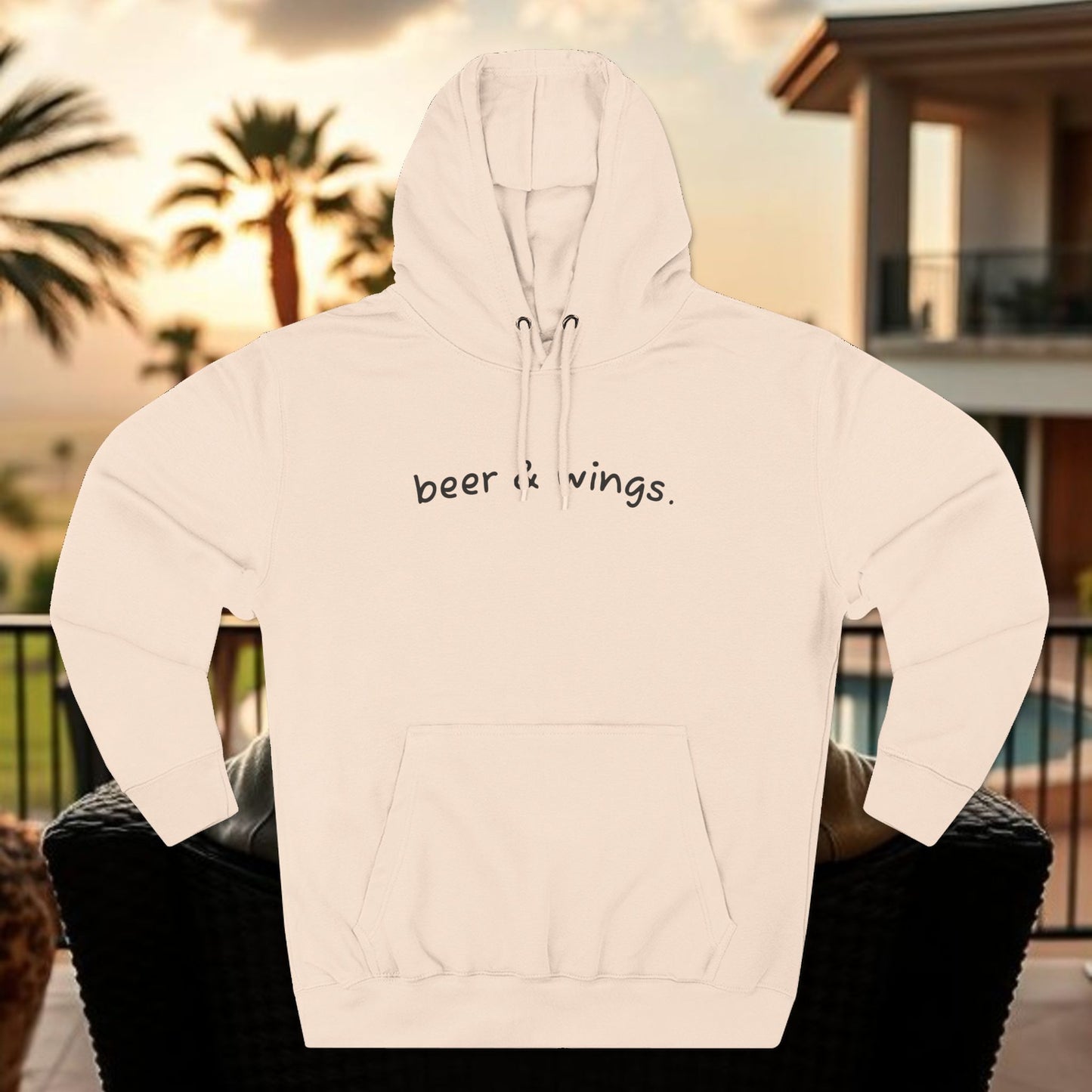 Beer and Wings Fleece Hoodie | Cozy Sweatshirt for Foodies, Gift for Beer Lovers, Casual Wear, Unisex Pullover