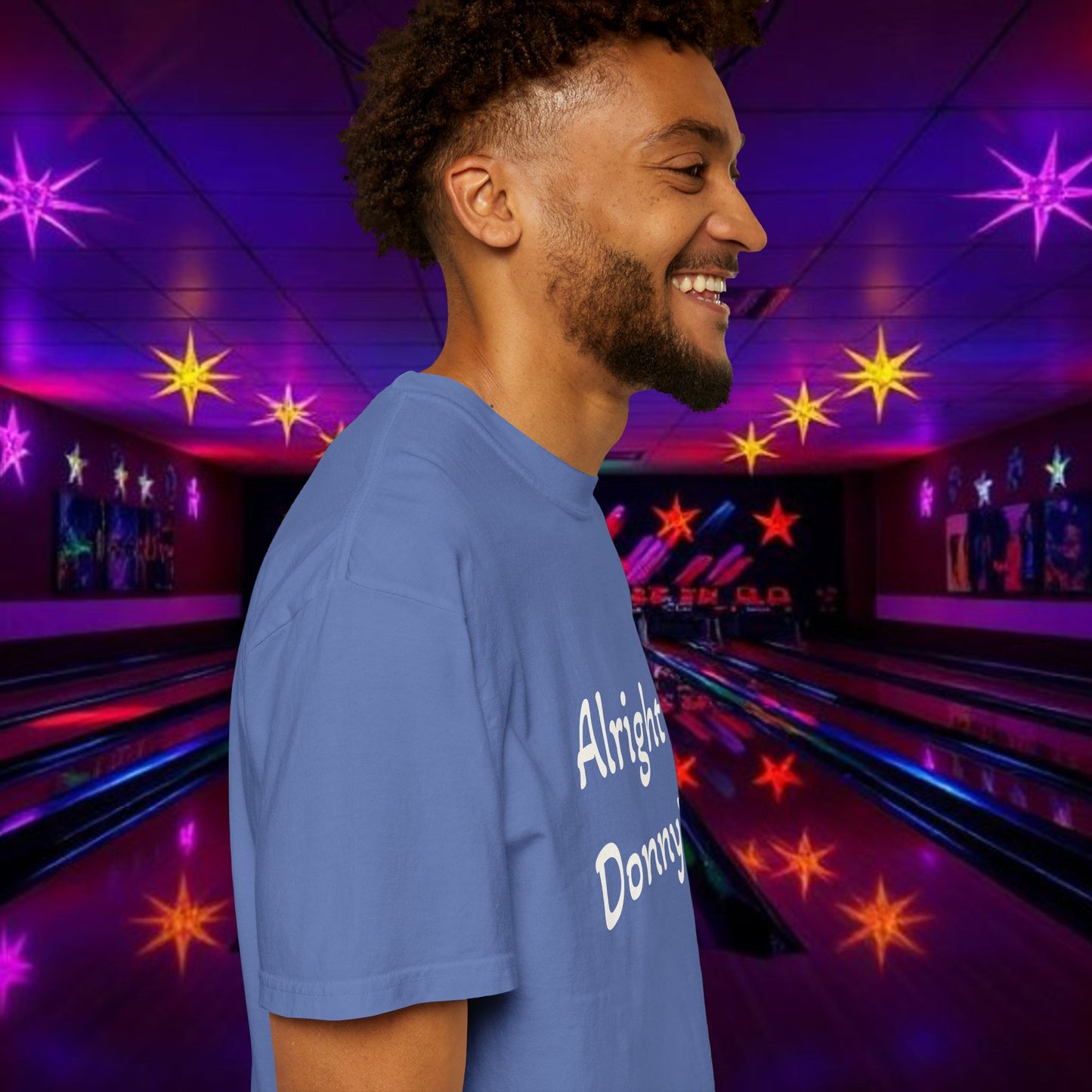 Vintage Garment-Dyed T‑Shirt — Minimal Retro Bowling Vibe, Lebowski Reference, Alright Donny