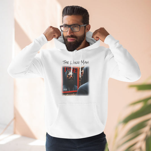 Wing Man "Man of the Year" Three-Panel Fleece Hoodie - Cozy Graphic Pullover, Gift for Him/Her, Casual Layering, Nostalgic Apparel, Unisex