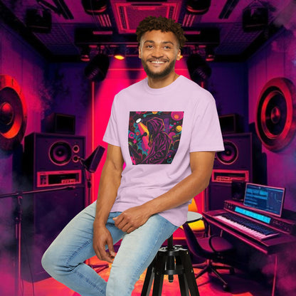 Colorful Unisex Garment-Dyed T-shirt, Artistic Graphic Tee, Music Festival Shirt, Casual Everyday Wear, Vibrant Streetwear, Unique Gift Idea