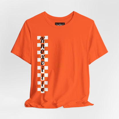 Knoxville Tennessee Orange Tee — Vertical Checker Football Shirt, Perfect for Tailgates, Football Games, or Relaxing.