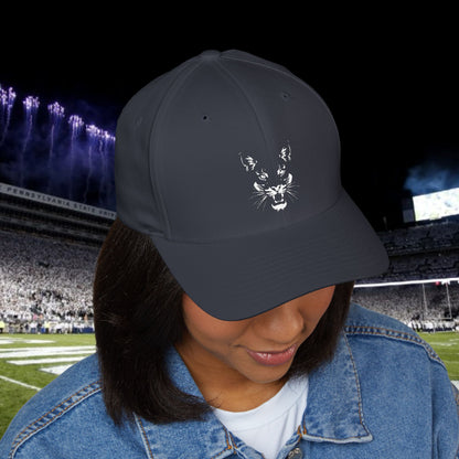Fierce Silhouette Embroidered Hat - Stylish Closed-Back Structured Cap for Football Fans, Gameday, Tailgate, Unique Accessory