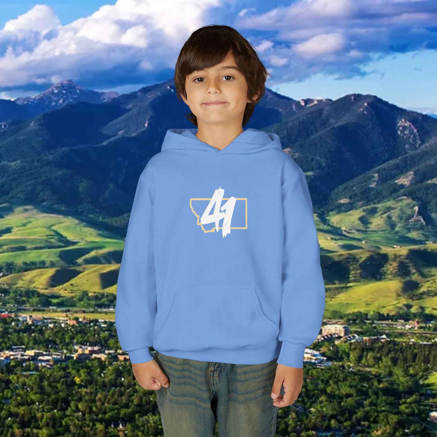 Youth Hoodie - '41' Minimalist Graphic Pullover