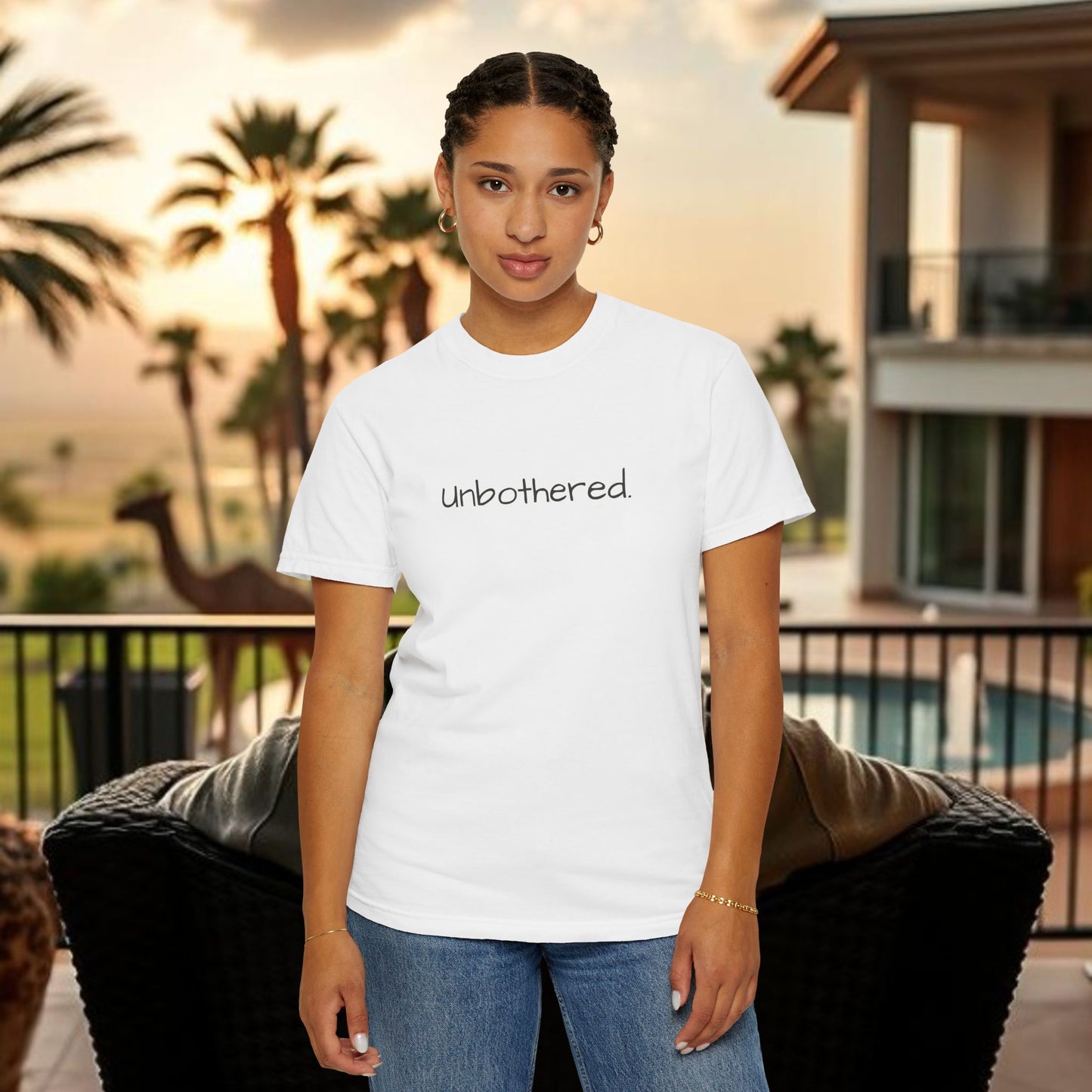 Unbothered Garment-Dyed T-Shirt, Relaxed Fit Tee, Casual Everyday Wear, Gift for Friends, Relaxation Apparel, Trendy Summer Top