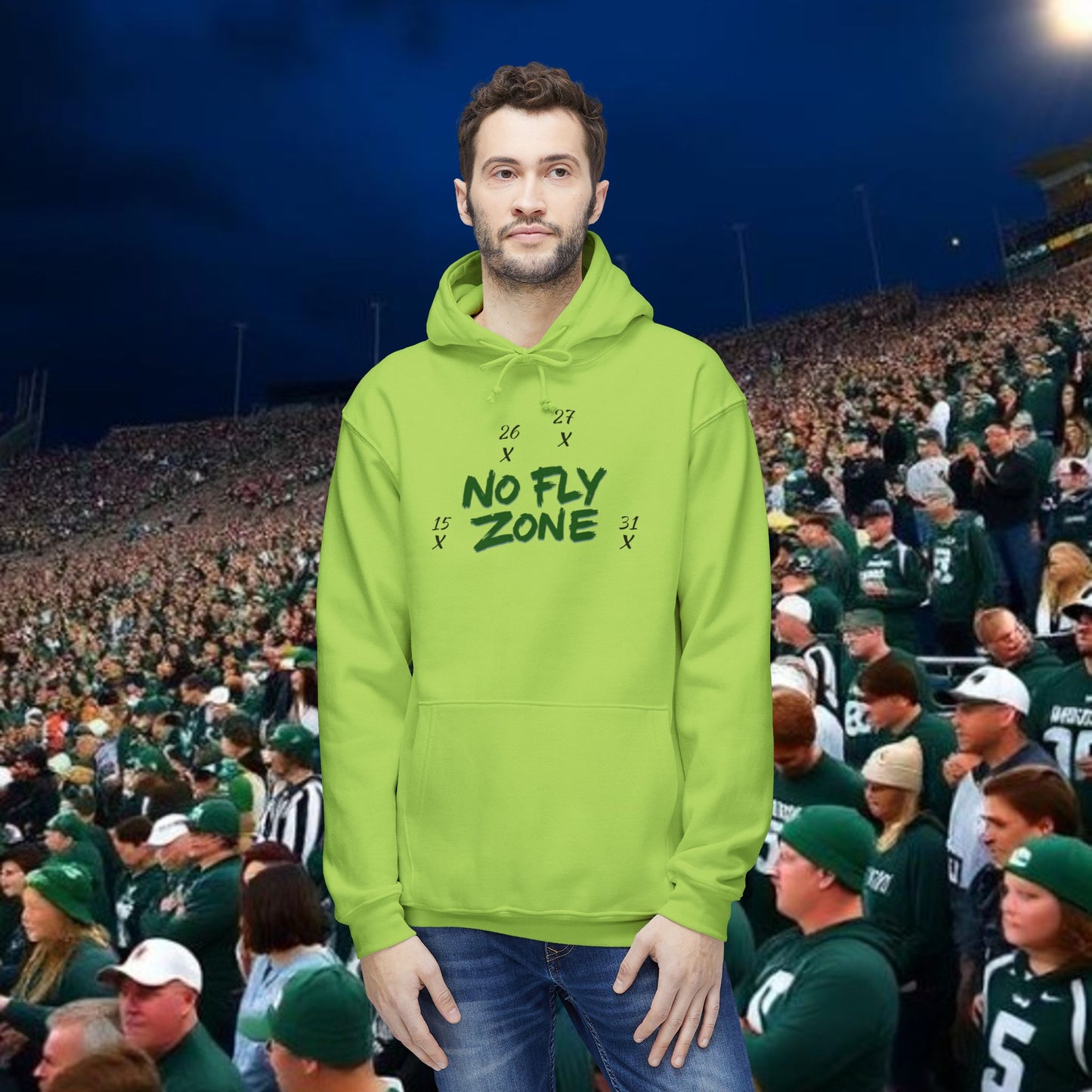 Unisex Hoodie, No Fly Zone Sweatshirt, College Apparel, Spartan Fan Gear, Gift for Him/Her, Made in USA