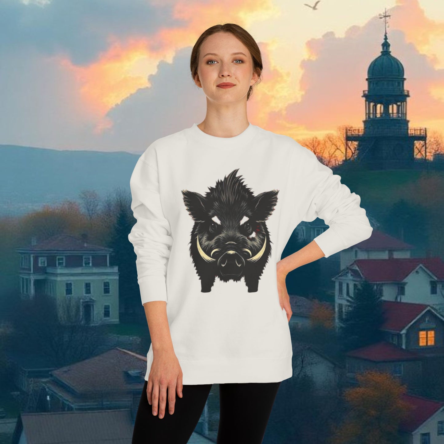 Wild Boar Unisex Crew Neck Sweatshirt, Game Day Apparel, Sports Fan Sweatshirt, Casual Comfort, College Spirit Wear, Trendy Fashion