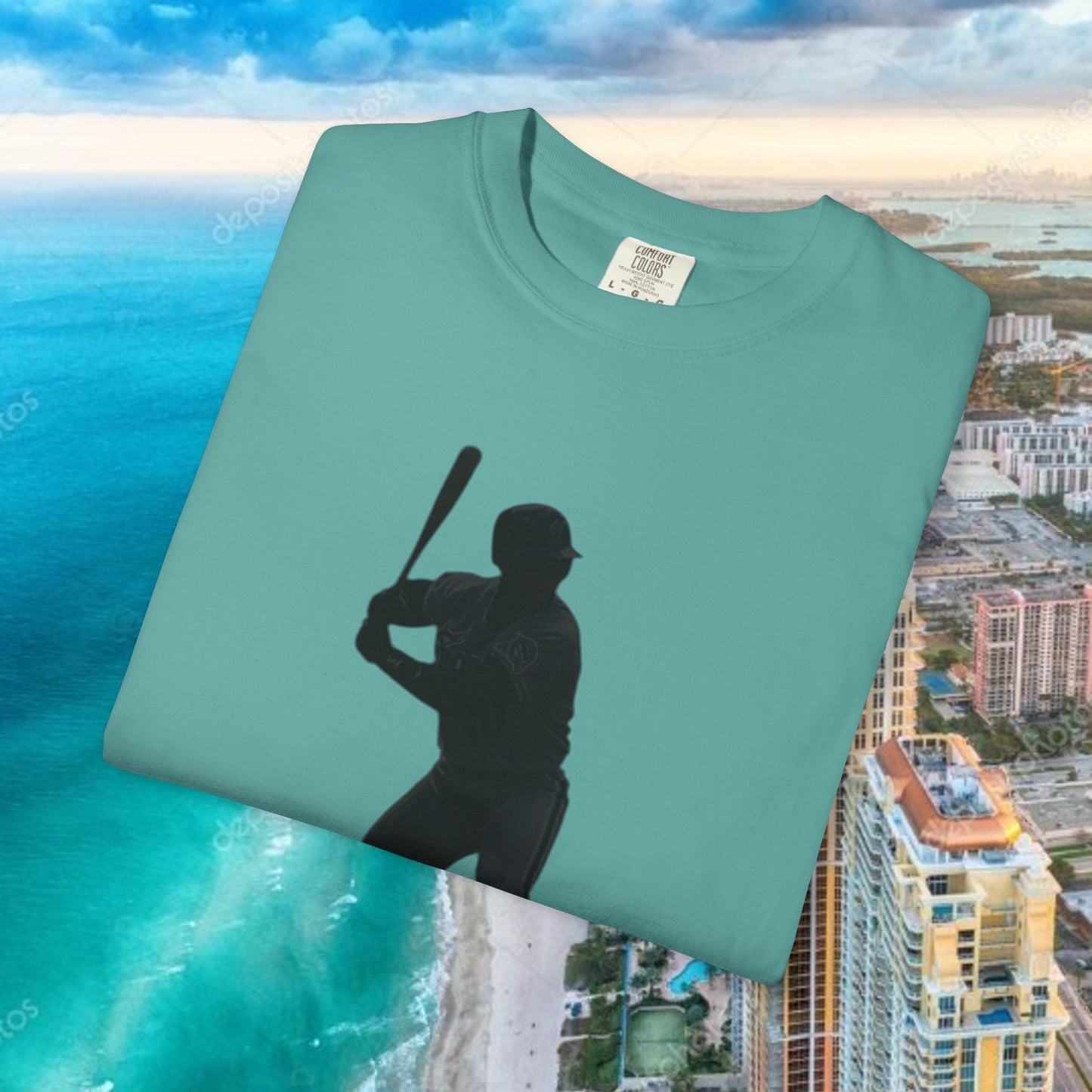 Legends Baseball Silhouette T-Shirt — Garment-Dyed Player Tee, Retro Baseball T-Shirt