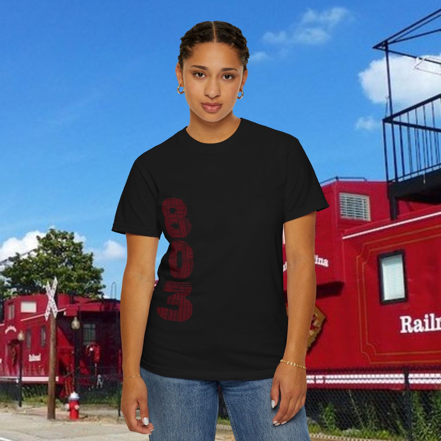 Rooster Graphic T-Shirt — Vertical '803' Design & Bold Red Rooster