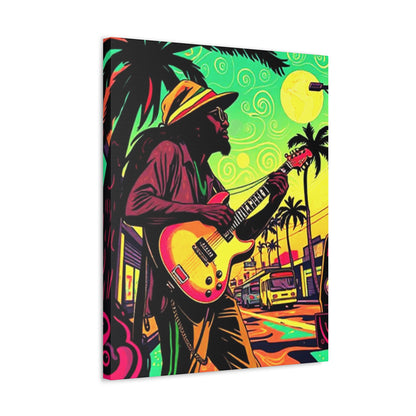 Vibrant Musician Canvas Art | Retro Guitarist Wall Decor, Bohemian Home Decor, Music Lover Gift, Colorful Art Print, Festival Aesthetic