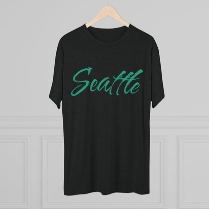 Seattle Script Tee — Casual City Souvenir T-Shirt, Perfect for Gameday, Tri-Blend Soft Material
