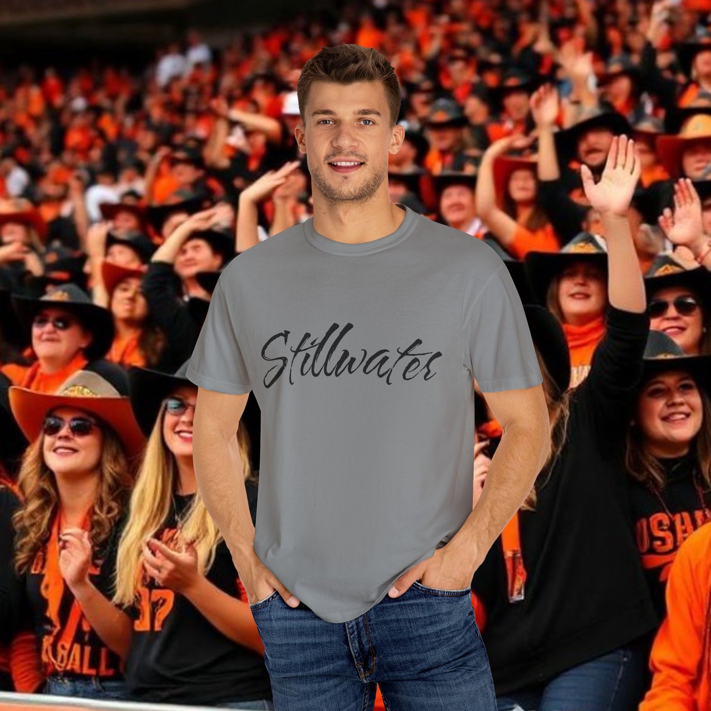 Stillwater Script T‑Shirt — Casual City Pride Tee, Soft-Style Shirt, Perfect for Gameday