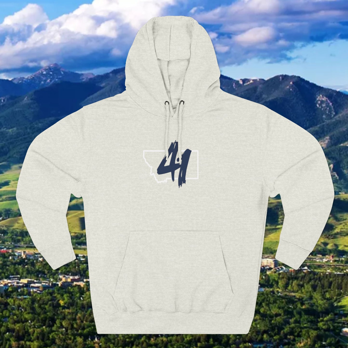 Montana '41' Outline Hoodie — Rustic State Pride Fleece Pullover