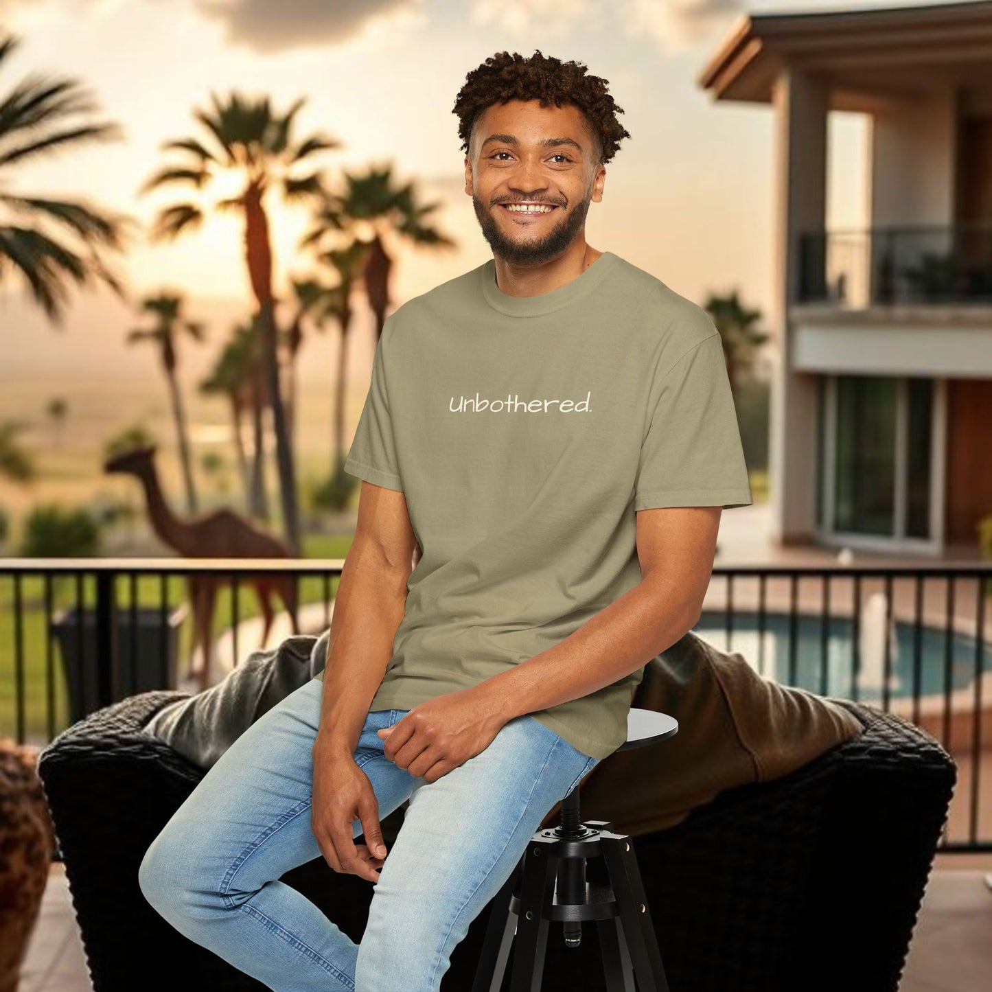 Unbothered Garment-Dyed T-Shirt, Relaxed Fit Tee, Casual Everyday Wear, Gift for Friends, Relaxation Apparel, Trendy Summer Top