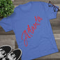 Atlanta Script Tee — Red Diagonal City Name T-Shirt, Tri-Blend Super Soft Style T-Shirt, Perfect for Gameday or a Night Out