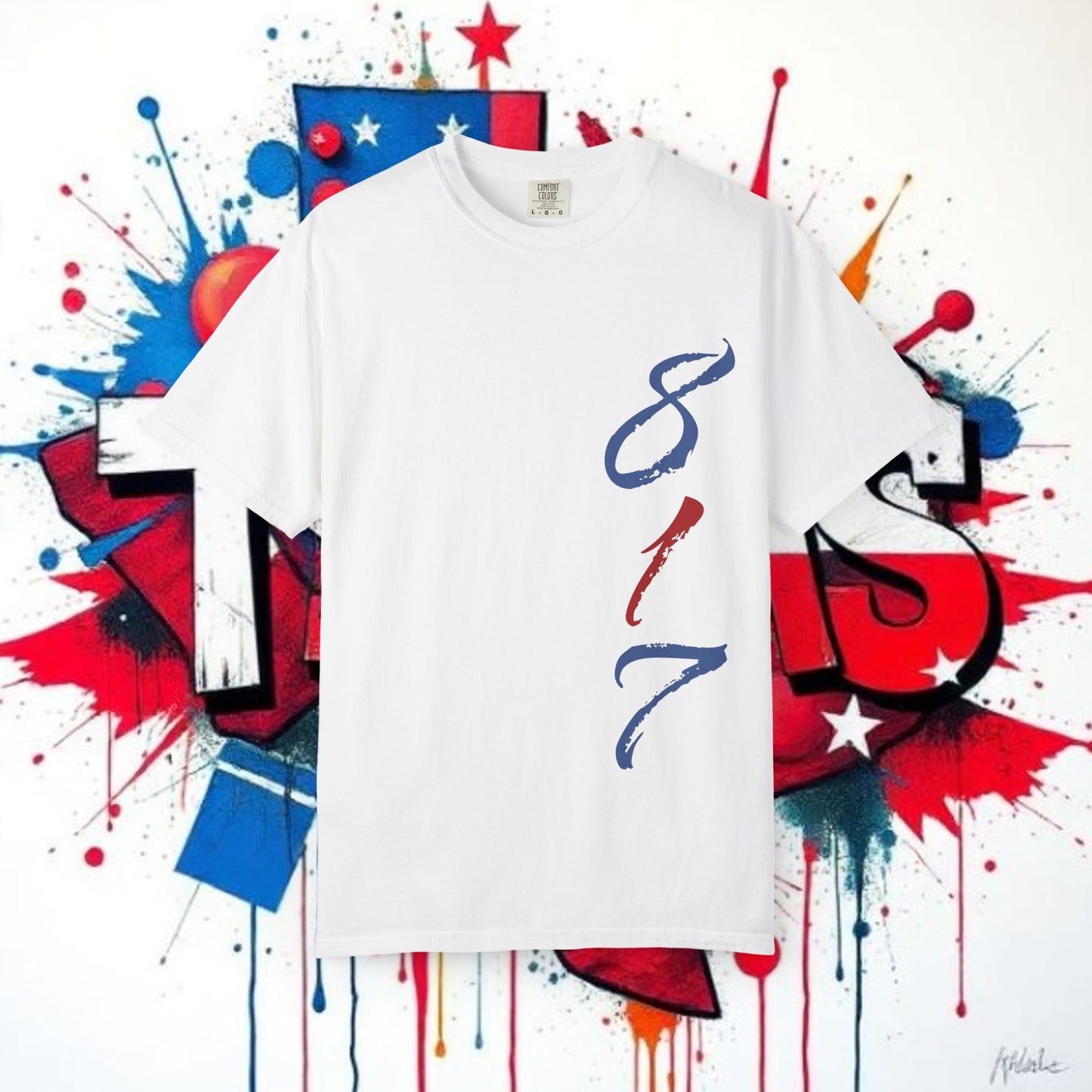 Texas 817 Graphic T-Shirt — Red, White & Blue State Pride Tee, Arlington Texas, Soft-Style T-Shirt, Perfect for Gameday