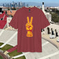 Victory Sign T‑Shirt — Retro Orange & Yellow Graphic Tee