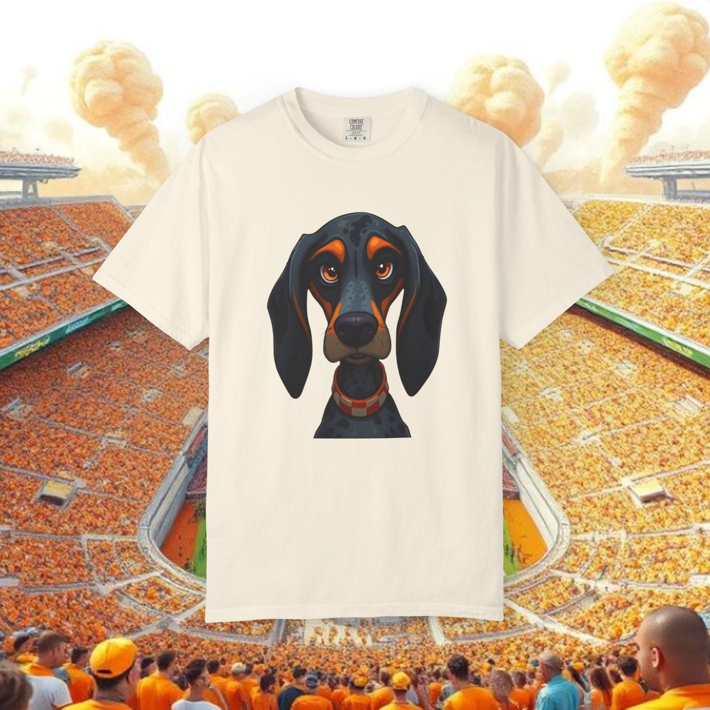 Garment-Dyed Dog Portrait T-Shirt, Sports Fans, Gameday Gift, Casual Wear, Unisex Tee, Perfect for Tailgates