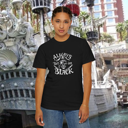 Always bet on Black Graphic Tee, Skull Shirt, Unisex Casual Wear, Football Games, Las Vegas Fans