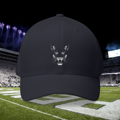 Fierce Silhouette Embroidered Hat - Stylish Closed-Back Structured Cap for Football Fans, Gameday, Tailgate, Unique Accessory