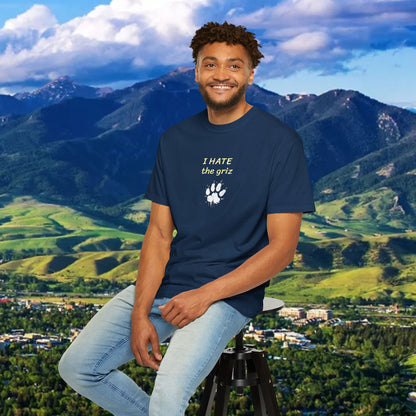 Unisex Garment-Dyed T-Shirt, I HATE the grizzlies, Bobcat Tee, Gift for Cat Fans, Casual Wear, Gameday Shirt