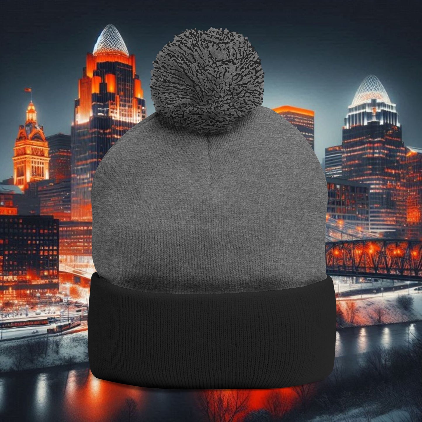 Bengal Tiger Pom-Pom Knit Cap - Cozy Winter Hat, Embroidered Beanie for Sports Fans, Gift for Holidays, Fashion Accessory, Cold Weather Gear