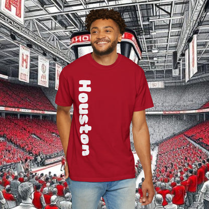 Houston Unisex Garment-Dyed T-Shirt, Stadium Shirt, College Spirit Wear, Casual Tee, Game Day Apparel, Fan Gear