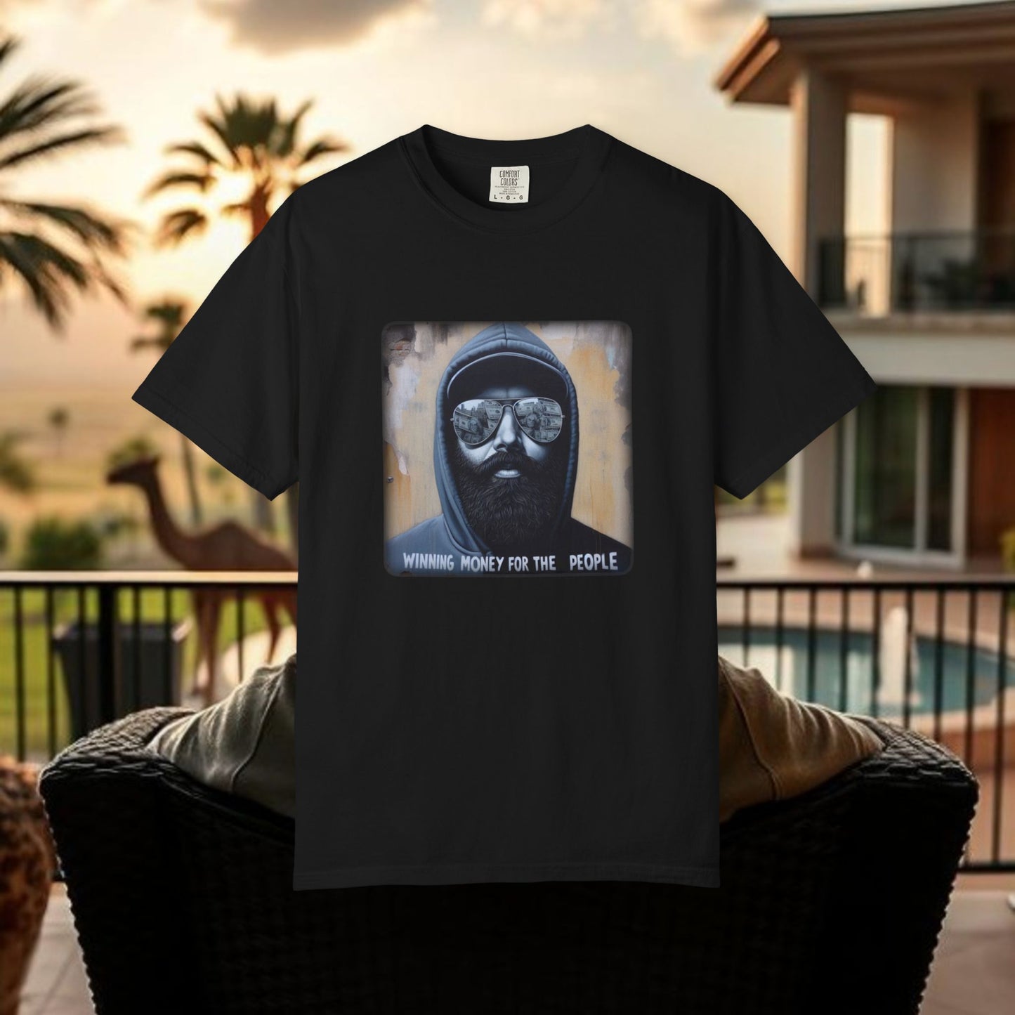 Wing Man Winning Money for The People, Urban Graphic T-shirt, Unisex Garment-Dyed Tee, Streetwear Style, Casual Summer Wear