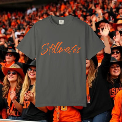 Stillwater Script T‑Shirt — Casual City Pride Tee, Soft-Style Shirt, Perfect for Gameday
