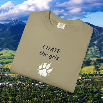 Unisex Garment-Dyed T-Shirt, I HATE the grizzlies, Bobcat Tee, Gift for Cat Fans, Casual Wear, Gameday Shirt