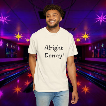 Vintage Garment-Dyed T‑Shirt — Minimal Retro Bowling Vibe, Lebowski Reference, Alright Donny
