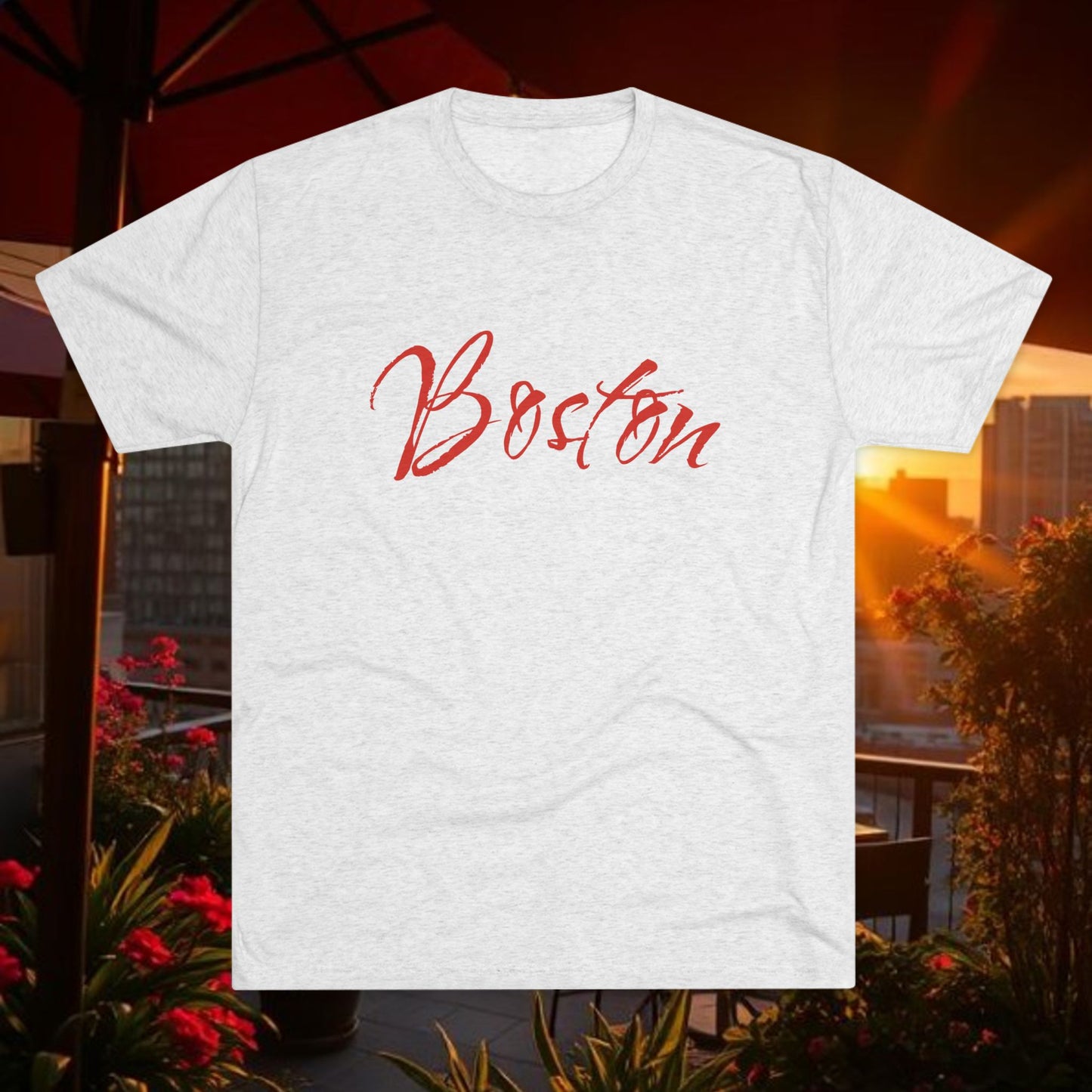 Boston Script Tee — Lightweight City Souvenir T‑Shirt, Super Comfortable Tri-Blend, Perfect for Gameday