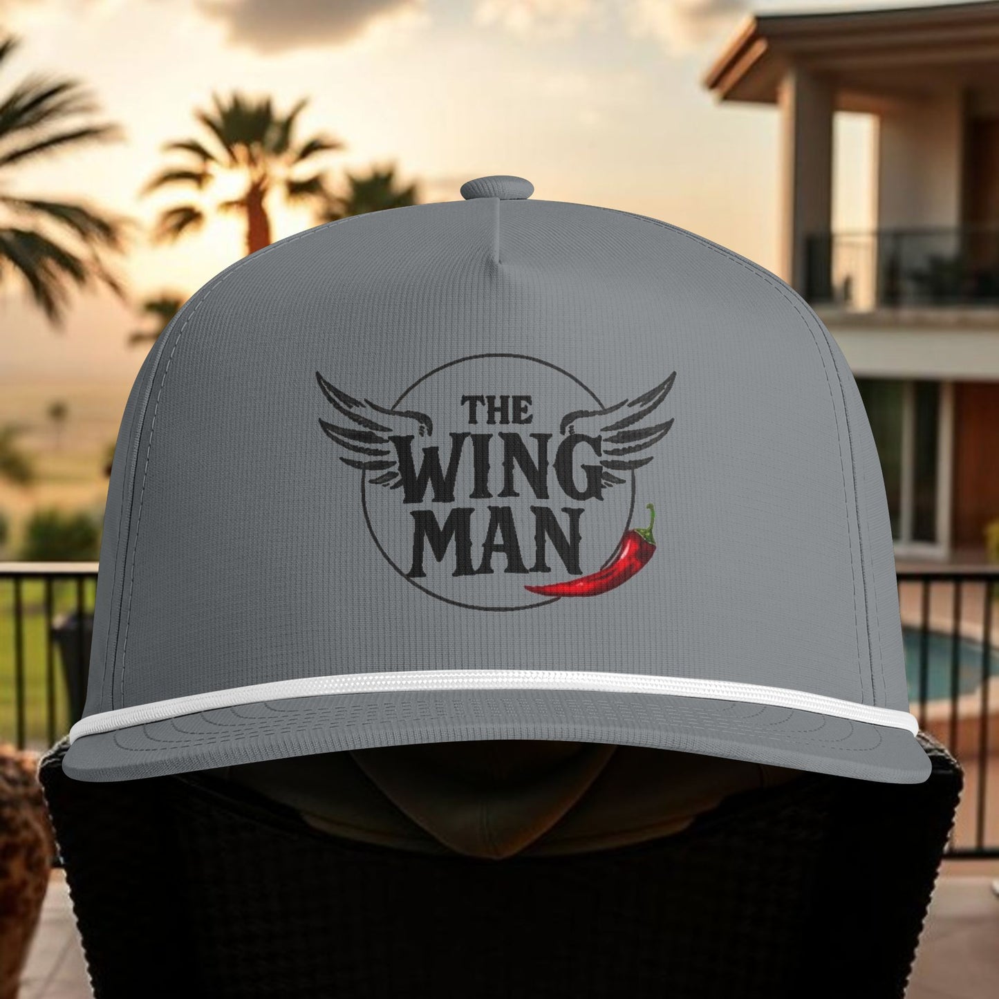 The Wing Man Rope Cap — Sunwashed Chili Pepper Trucker Hat