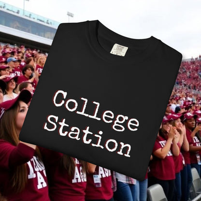 College Station Unisex Garment-Dyed T-Shirt | Casual Wear, College Apparel, Gift for Students, Everyday Style, Trendy Tees