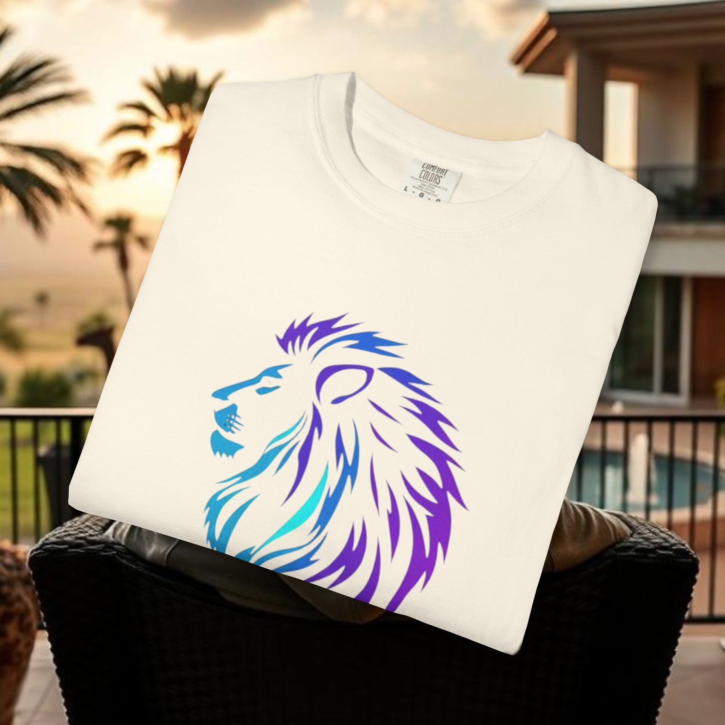 Majestic Lion T-Shirt, unique unisex garment-dyed t-shirt, perfect for casual outings or cozy relaxation at home
