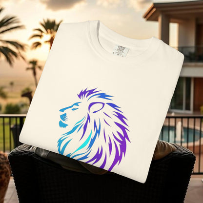 Majestic Lion T-Shirt, unique unisex garment-dyed t-shirt, perfect for casual outings or cozy relaxation at home