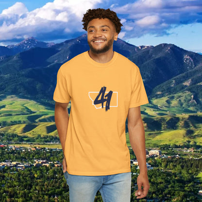 Montana Inspired Unisex T-Shirt with 41 Design and Paw Print on back. Soft Shirt for Gamedays or everyday comfort.