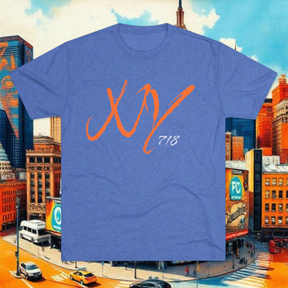 NYC Retro Graphic Tee — 'NY' Repeat & XV 718 Script City T‑Shirt