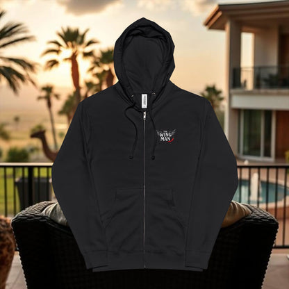 Stylish Wing Man Unisex Fleece Zip Up Hoodie - Perfect Gift for Wingmen, Casual Wear, Outdoor Adventures, Holidays, and Comfortable Layers