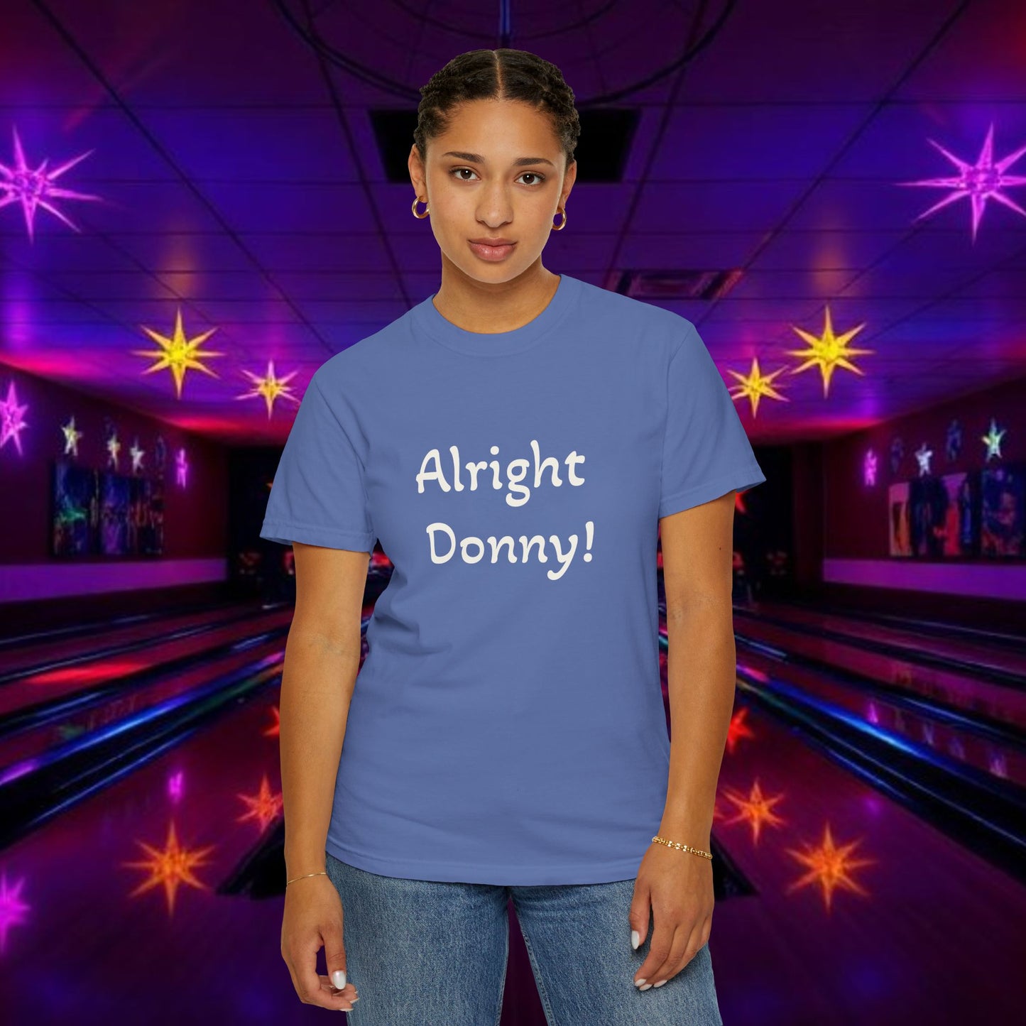 Vintage Garment-Dyed T‑Shirt — Minimal Retro Bowling Vibe, Lebowski Reference, Alright Donny